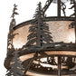 Meyda Lighting Tall Pines 56" 20-Light 2-Tier Oil Rubbed Bronze Chandelier With Silver Mica Shade Glass and Fan