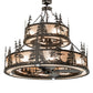 Meyda Lighting Tall Pines 56" 20-Light 2-Tier Oil Rubbed Bronze Chandelier With Silver Mica Shade Glass and Fan