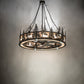 Meyda Lighting Tall Pines 56" 20-Light Dark Burnished Antique Copper Chandelier With Silver Mica Shade Glass and Fan