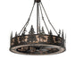 Meyda Lighting Tall Pines 56" 20-Light Dark Burnished Antique Copper Chandelier With Silver Mica Shade Glass and Fan