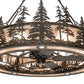 Meyda Lighting Tall Pines 56" 20-Light Dark Burnished Antique Copper Chandelier With Silver Mica Shade Glass and Fan
