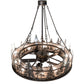 Meyda Lighting Tall Pines 56" 20-Light Dark Burnished Antique Copper Chandelier With Silver Mica Shade Glass and Fan