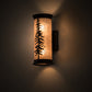 Meyda Lighting Tall Pines 5"W x 12"H 2-Light Textured Black Wall Sconce With Silver Mica Shade Glass