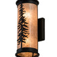 Meyda Lighting Tall Pines 5"W x 12"H 2-Light Textured Black Wall Sconce With Silver Mica Shade Glass