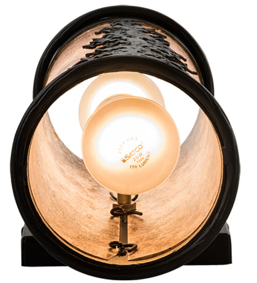Meyda Lighting Tall Pines 5"W x 12"H 2-Light Textured Black Wall Sconce With Silver Mica Shade Glass
