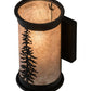 Meyda Lighting Tall Pines 5"W x 9"H 2-Light Textured Black Wall Sconce With Silver Mica Shade Glass