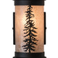 Meyda Lighting Tall Pines 5"W x 9"H 2-Light Textured Black Wall Sconce With Silver Mica Shade Glass