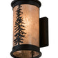 Meyda Lighting Tall Pines 5"W x 9"H 2-Light Textured Black Wall Sconce With Silver Mica Shade Glass