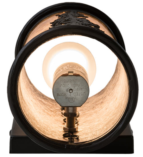 Meyda Lighting Tall Pines 5"W x 9"H 2-Light Textured Black Wall Sconce With Silver Mica Shade Glass