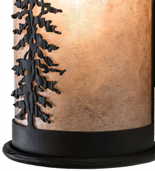 Meyda Lighting Tall Pines 5"W x 9"H 2-Light Textured Black Wall Sconce With Silver Mica Shade Glass