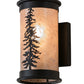 Meyda Lighting Tall Pines 5"W x 9"H 2-Light Textured Black Wall Sconce With Silver Mica Shade Glass