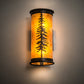 Meyda Lighting Tall Pines 6" 2-Light Black Satin Wrought Iron Wall Sconce With Amber Mica Shade Glass