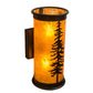 Meyda Lighting Tall Pines 6" 2-Light Black Satin Wrought Iron Wall Sconce With Amber Mica Shade Glass