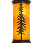 Meyda Lighting Tall Pines 6" 2-Light Black Satin Wrought Iron Wall Sconce With Amber Mica Shade Glass