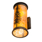 Meyda Lighting Tall Pines 6" 2-Light Black Satin Wrought Iron Wall Sconce With Amber Mica Shade Glass