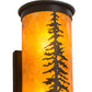 Meyda Lighting Tall Pines 6" 2-Light Black Satin Wrought Iron Wall Sconce With Amber Mica Shade Glass