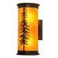 Meyda Lighting Tall Pines 6" 2-Light Black Satin Wrought Iron Wall Sconce With Amber Mica Shade Glass