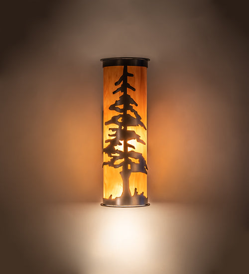 Meyda Lighting Tall Pines 6" 2-Light Exterior Oil Rubbed Bronze Wall Sconce With Ambra Sienna Idalight Shade