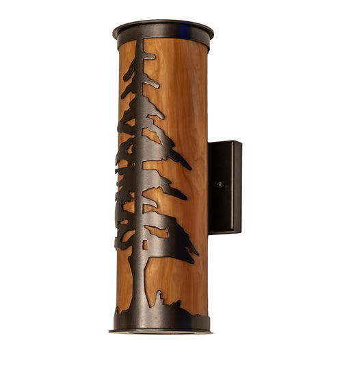 Meyda Lighting Tall Pines 6" 2-Light Exterior Oil Rubbed Bronze Wall Sconce With Ambra Sienna Idalight Shade