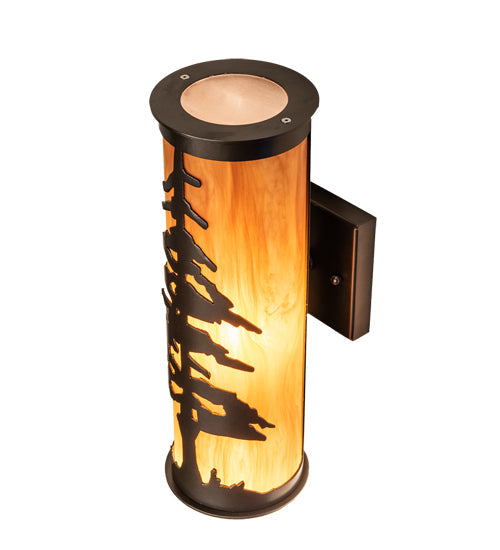 Meyda Lighting Tall Pines 6" 2-Light Exterior Oil Rubbed Bronze Wall Sconce With Ambra Sienna Idalight Shade