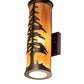 Meyda Lighting Tall Pines 6" 2-Light Exterior Oil Rubbed Bronze Wall Sconce With Ambra Sienna Idalight Shade