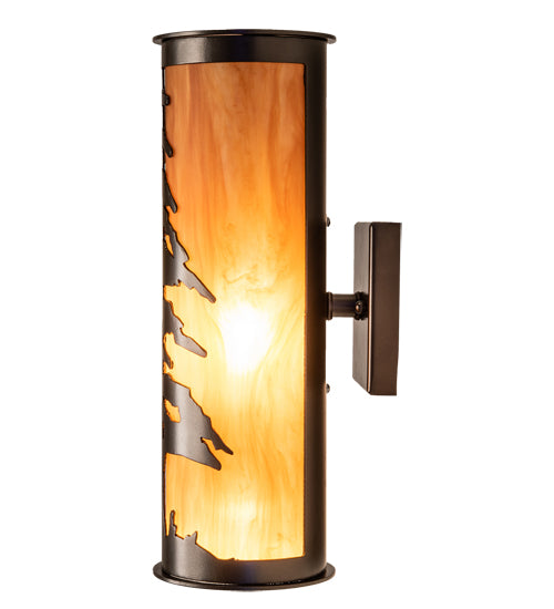 Meyda Lighting Tall Pines 6" 2-Light Exterior Oil Rubbed Bronze Wall Sconce With Ambra Sienna Idalight Shade