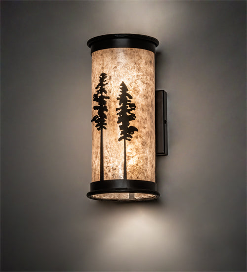 Meyda Lighting Tall Pines 6" 2-Light Oil Rubbed Bronze Wall Sconce With Silver Mica Shade Glass