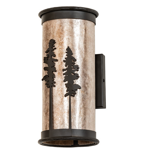 Meyda Lighting Tall Pines 6" 2-Light Oil Rubbed Bronze Wall Sconce With Silver Mica Shade Glass