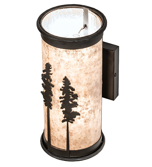 Meyda Lighting Tall Pines 6" 2-Light Oil Rubbed Bronze Wall Sconce With Silver Mica Shade Glass
