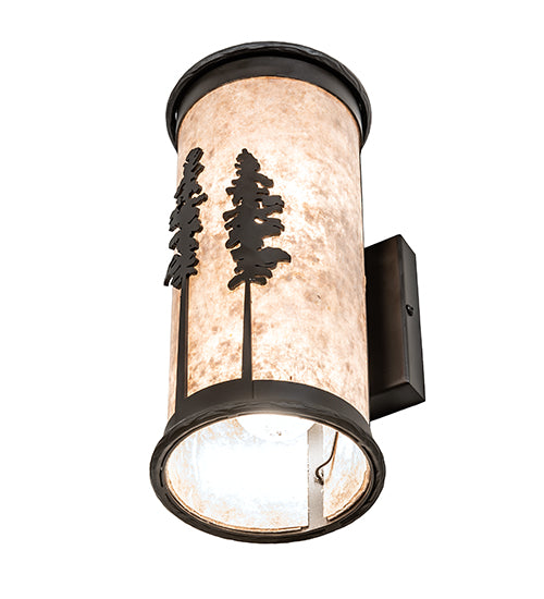 Meyda Lighting Tall Pines 6" 2-Light Oil Rubbed Bronze Wall Sconce With Silver Mica Shade Glass