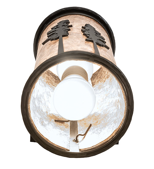 Meyda Lighting Tall Pines 6" 2-Light Oil Rubbed Bronze Wall Sconce With Silver Mica Shade Glass