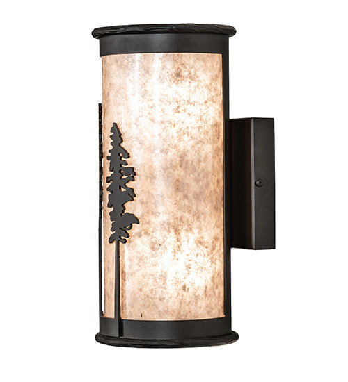 Meyda Lighting Tall Pines 6" 2-Light Oil Rubbed Bronze Wall Sconce With Silver Mica Shade Glass