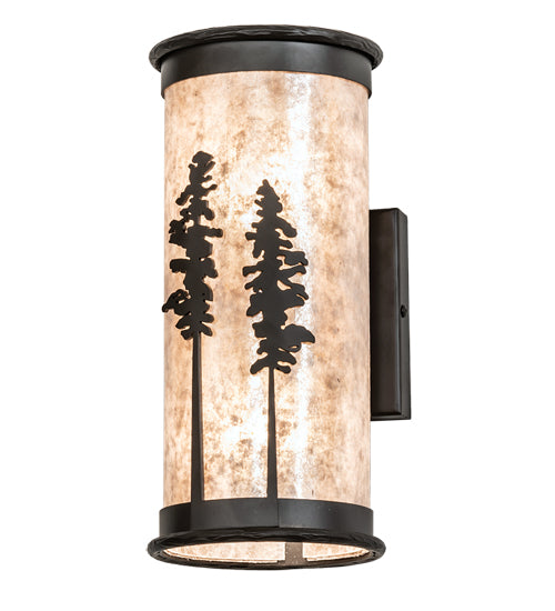 Meyda Lighting Tall Pines 6" 2-Light Oil Rubbed Bronze Wall Sconce With Silver Mica Shade Glass