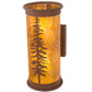 Meyda Lighting Tall Pines 6" 2-Light Red Rust Wall Sconce With Amber Mica Shade Glass