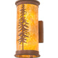 Meyda Lighting Tall Pines 6" 2-Light Red Rust Wall Sconce With Amber Mica Shade Glass
