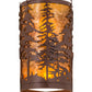 Meyda Lighting Tall Pines 6" 2-Light Rust Powder Coat Corner Wall Sconce With Amber Mica Shade Glass