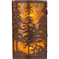 Meyda Lighting Tall Pines 6" 2-Light Rust Powder Coat Corner Wall Sconce With Amber Mica Shade Glass