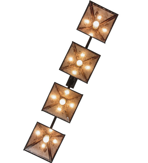 Meyda Lighting Tall Pines 60" 4-Light Oil Rubbed Bronze Island Pendant Light With Silver Mica Shade Glass