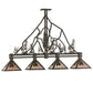 Meyda Lighting Tall Pines 60" 4-Light Oil Rubbed Bronze Island Pendant Light With Silver Mica Shade Glass