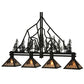 Meyda Lighting Tall Pines 60" 4-Light Textured Black Island Pendant Light With Silver Mica Shade Glass
