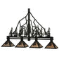 Meyda Lighting Tall Pines 60" 4-Light Textured Black Island Pendant Light With Silver Mica Shade Glass