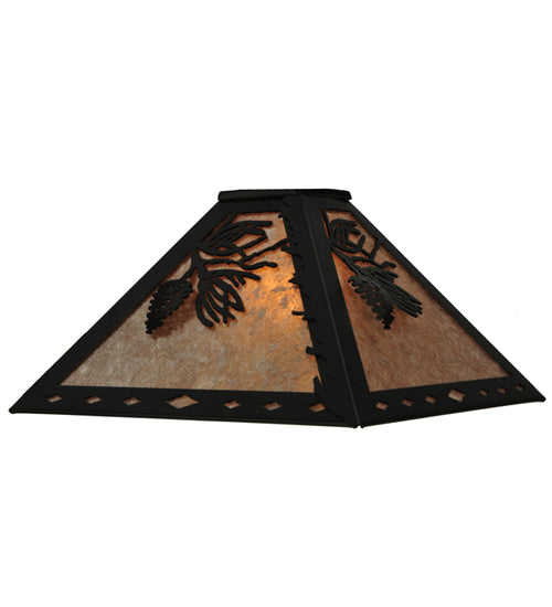 Meyda Lighting Tall Pines 60" 4-Light Textured Black Island Pendant Light With Silver Mica Shade Glass