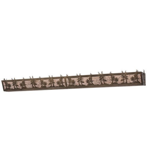 Meyda Lighting Tall Pines 60" 8-Light Antique Copper Vanity Light With Silver Mica Shade Glass