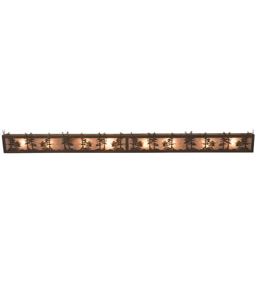 Meyda Lighting Tall Pines 60" 8-Light Antique Copper Vanity Light With Silver Mica Shade Glass