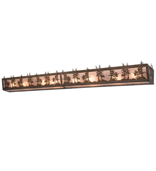 Meyda Lighting Tall Pines 60" 8-Light Antique Copper Vanity Light With Silver Mica Shade Glass