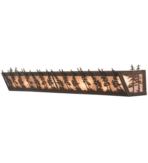 Meyda Lighting Tall Pines 60" 8-Light Antique Copper Vanity Light With Silver Mica Shade Glass