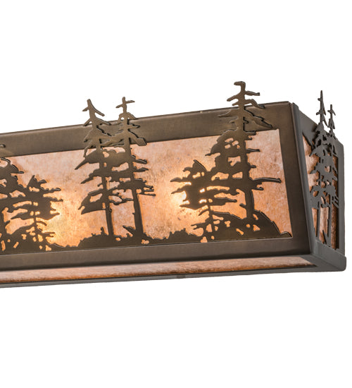 Meyda Lighting Tall Pines 60" 8-Light Antique Copper Vanity Light With Silver Mica Shade Glass