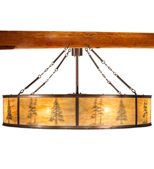 Meyda Lighting Tall Pines 62" 16-Light New Copper Vein Pendant Light With Ambra Siena Idalight Shade Glass
