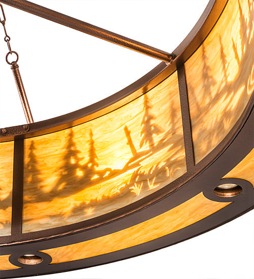 Meyda Lighting Tall Pines 62" 16-Light New Copper Vein Pendant Light With Ambra Siena Idalight Shade Glass