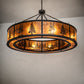 Meyda Lighting Tall Pines 62" 8-Light Wrought Iron Pendant Light With Amber Mica Shade Glass